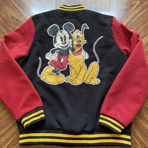 Disney Varsity Letterman Bomber Jacket Men's S Mickey Pluto Embroidered Vtg - Picture 4 of 10